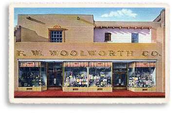 For decades Woolworths was a constant presence off the south side of the Santa Fe Plaza. This postcard shows the popular dime-store in Santa Fe circa the 1940s.